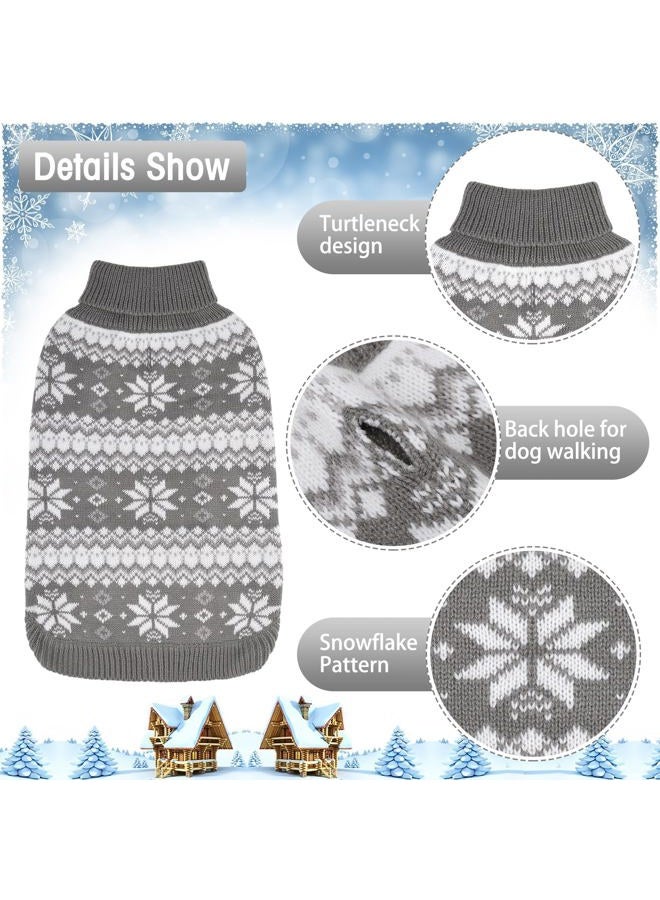 KOOLTAIL Cable Knit Dog Sweater Turtleneck, Warm & Comfortable Dog Cold Weather Clothes with Snowflake Pattern, Classic Knitwear Dog Winter Coat Outfits for Small Medium Large Dogs (Grey M) - Image 3