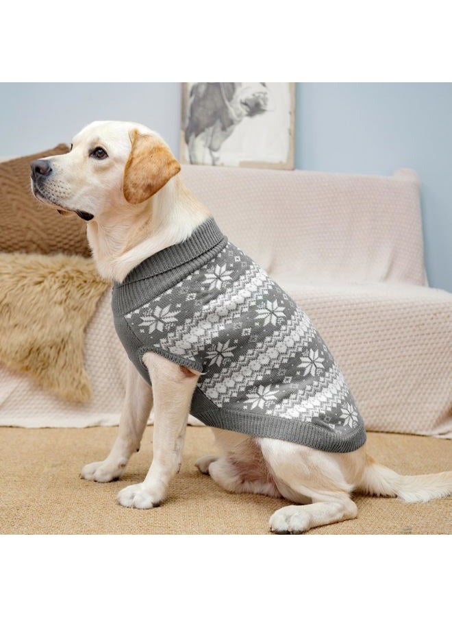KOOLTAIL Cable Knit Dog Sweater Turtleneck, Warm & Comfortable Dog Cold Weather Clothes with Snowflake Pattern, Classic Knitwear Dog Winter Coat Outfits for Small Medium Large Dogs (Grey M) - Image 5