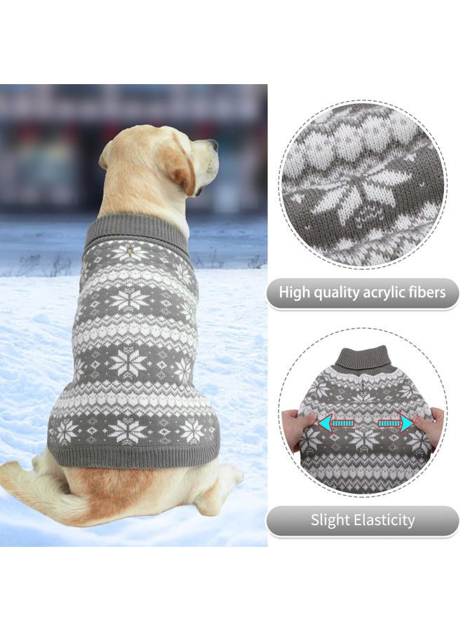 KOOLTAIL Cable Knit Dog Sweater Turtleneck, Warm & Comfortable Dog Cold Weather Clothes with Snowflake Pattern, Classic Knitwear Dog Winter Coat Outfits for Small Medium Large Dogs (Grey M) - Image 4