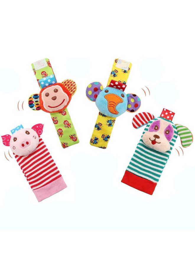 Baby Rattle Socks Baby Wrist Finder Sensory Toys Wrist Rattle Foot Finding Toys-Color:Monkey Elephant Suit  - Image 1