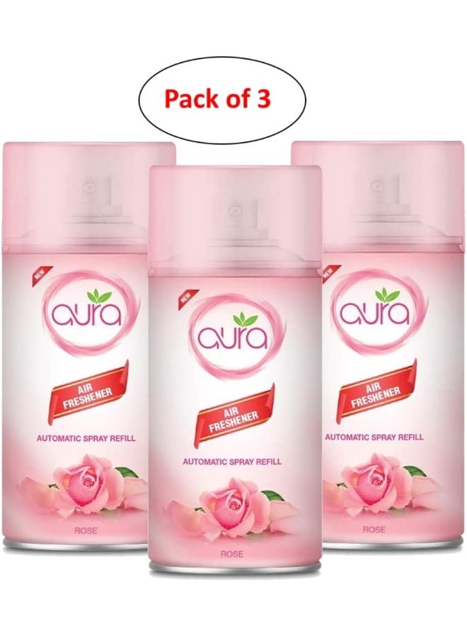 Aura Air Freshener Automatic Spray Refill 250Ml Triple Pack Dry Based Premium Long Lasting Fragrances Designed To Mask And Remove Unpleasant Odors Refresh Rose - Image 2