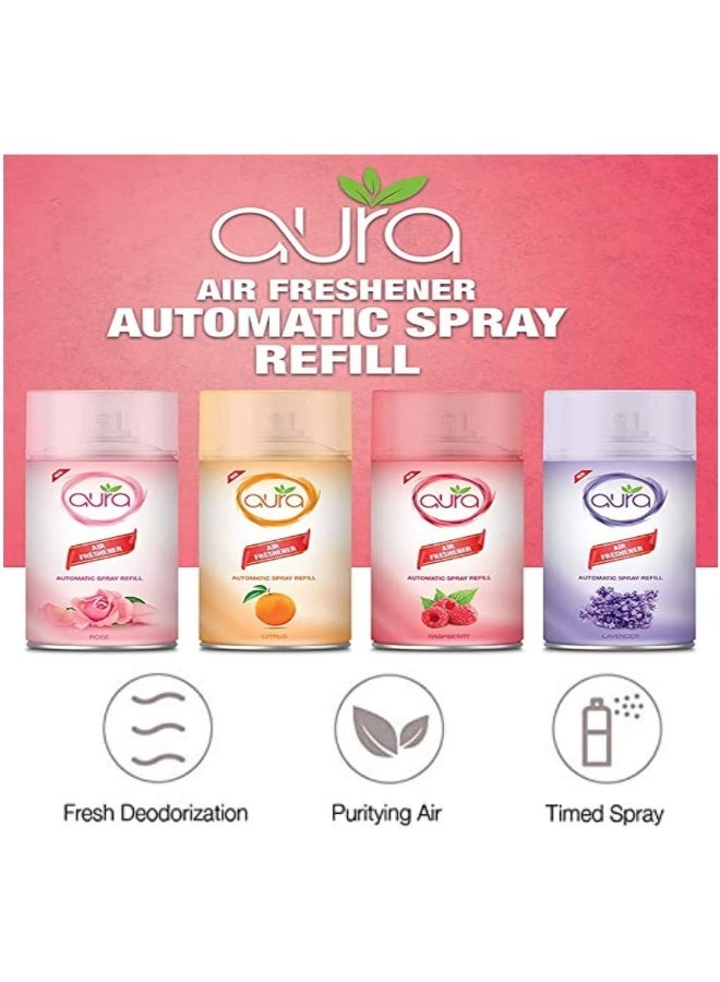 Aura Air Freshener Automatic Spray Refill 250Ml Triple Pack Dry Based Premium Long Lasting Fragrances Designed To Mask And Remove Unpleasant Odors Refresh Rose - Image 5
