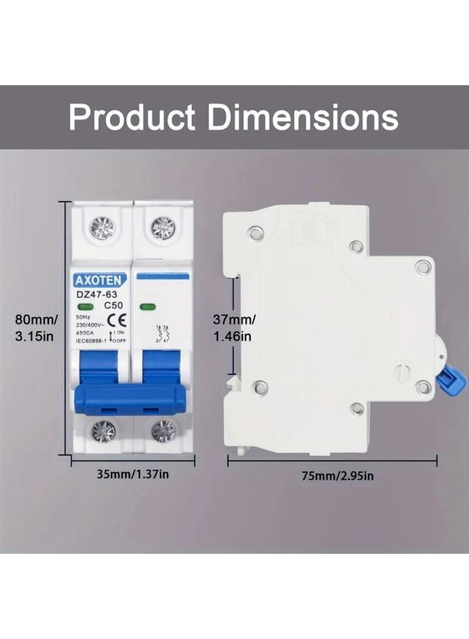 Axoten Compact Air Switch DZ47 2P Micro Circuit Breaker 20A C45 Switch 110V 220V - Image 4