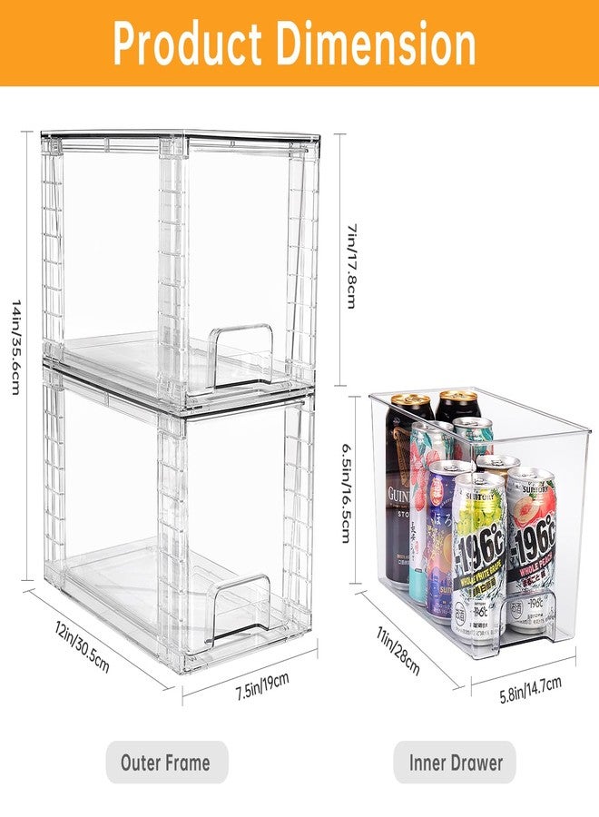 Zero Zoo 1Pack Large Stackable Kitchen Storage Drawers, Clear Foods Organizer Bins with Handles, Easily Assemble for Bathroom, Kitchen, Pantry, Cabinet, Closet(XL-Down Handle) - Image 2
