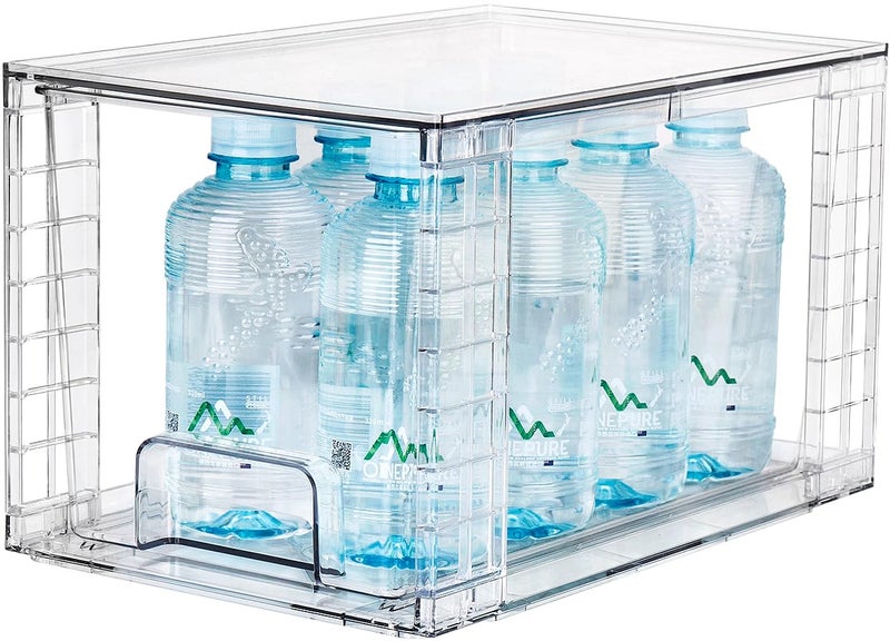 Zero Zoo 1Pack Large Stackable Kitchen Storage Drawers, Clear Foods Organizer Bins with Handles, Easily Assemble for Bathroom, Kitchen, Pantry, Cabinet, Closet(XL-Down Handle) - Image 1