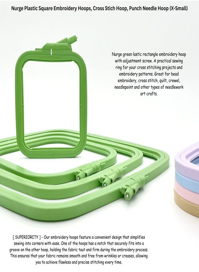 Nurge Green Plastic Square Embroidery Hoop, Cross Stitch Hoops, Punch Needle Hoop No:1 XSmall - Image 5
