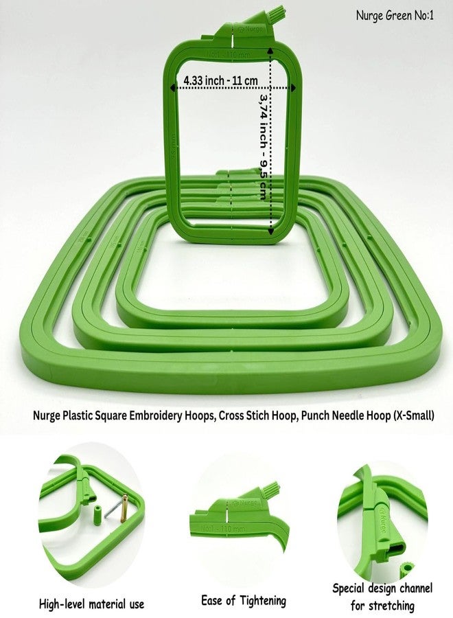 Nurge Green Plastic Square Embroidery Hoop, Cross Stitch Hoops, Punch Needle Hoop No:1 XSmall - Image 2