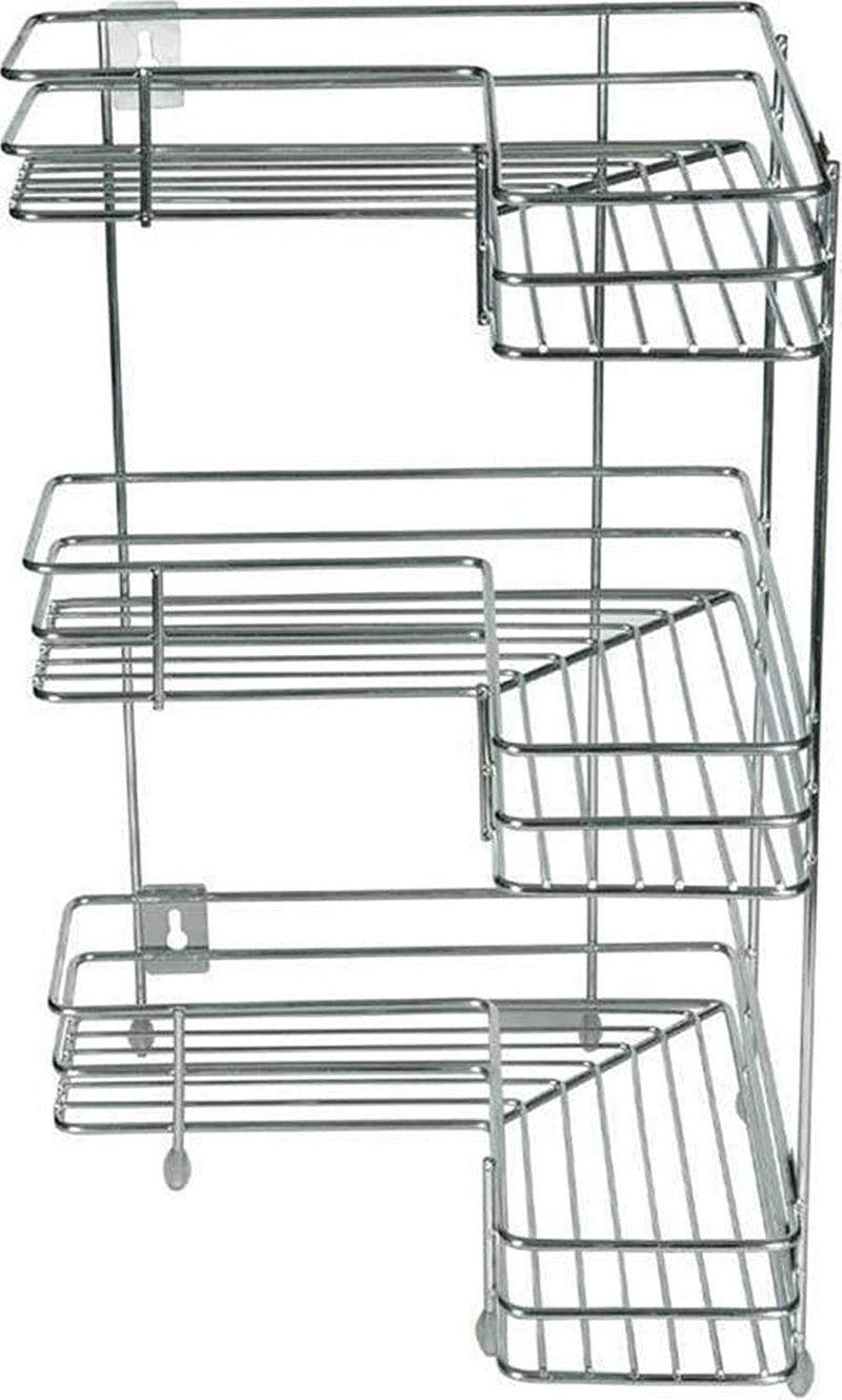 Rasvesh Rust Free Stainless Steel Fruit And Vegetable Stand Basket Trolley Modern Onion Potato Kitchen Storage Steel Rack Triple Tire Trolley Shelf Silver 3 L Corner Floor Mount Corner Shelf - Image 4