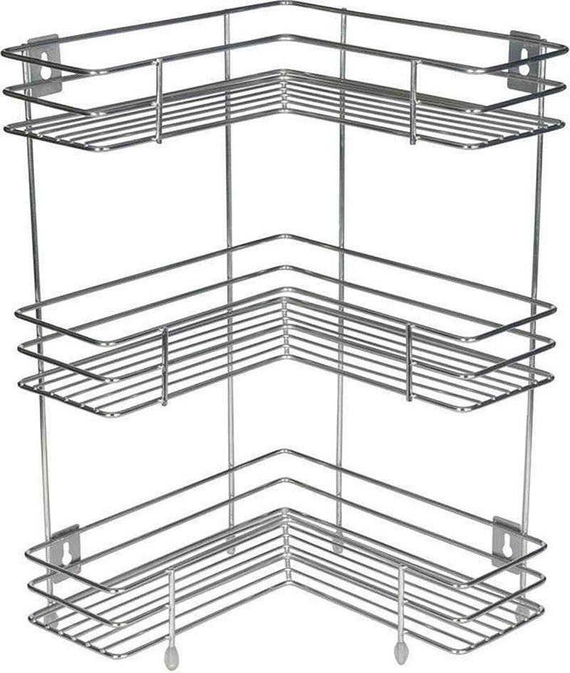 Rasvesh Rust Free Stainless Steel Fruit And Vegetable Stand Basket Trolley Modern Onion Potato Kitchen Storage Steel Rack Triple Tire Trolley Shelf Silver 3 L Corner Floor Mount Corner Shelf - Image 5
