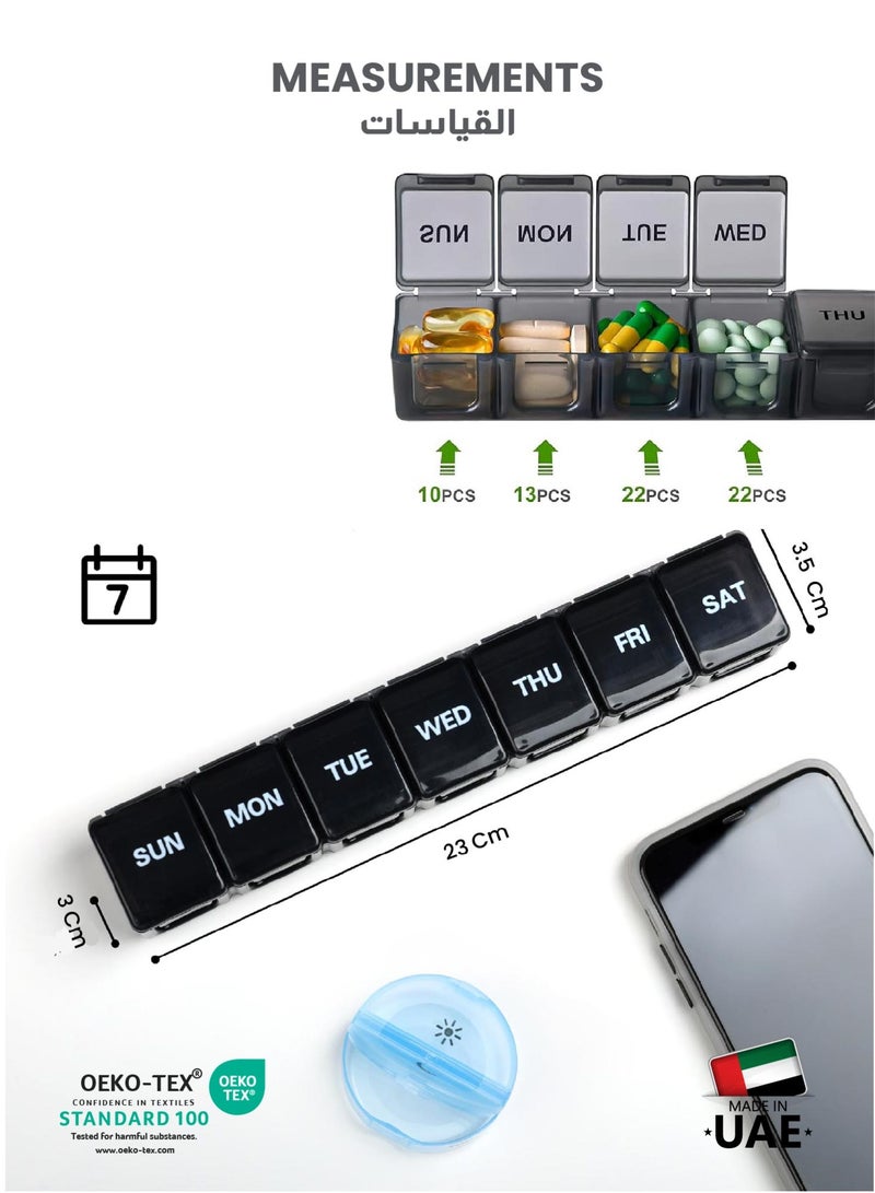 REST Portable Pill Organizer 3 Times in Day for 1 Week - Light-Proof for Travel Daily Use Portable Pill Box Case for Multi Vitamins Pills Medicine Fish Oils Supplements (Black) - Image 3