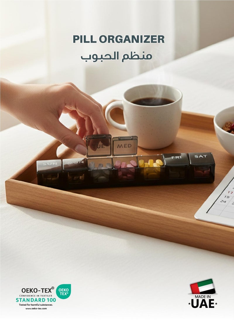 REST Portable Pill Organizer 3 Times in Day for 1 Week - Light-Proof for Travel Daily Use Portable Pill Box Case for Multi Vitamins Pills Medicine Fish Oils Supplements (Black) - Image 1
