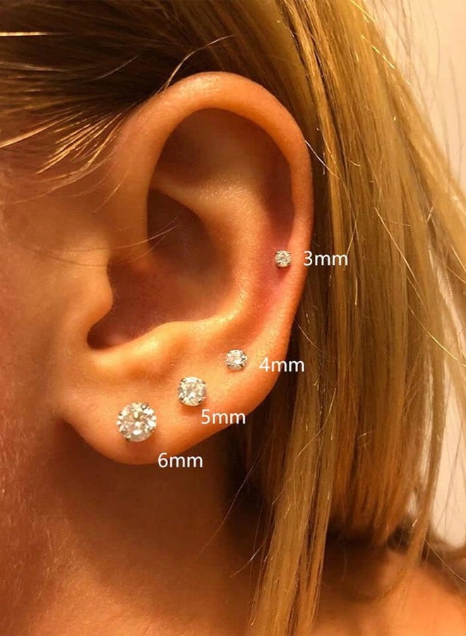 Renkovte Tiny Flat Screw Back Stud Earrings,Safety Screw on Flatback CZ Earrings for Cartilage Helix Piercing for Women Men Hypoallergenic Earrings (2mm CZ, Gold) - Image 3