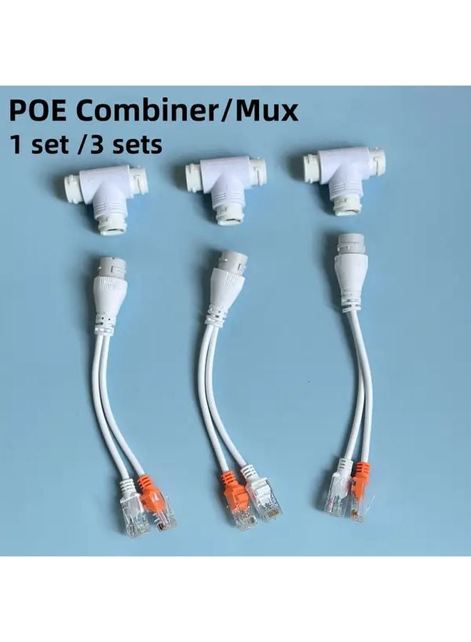 3 Sets White POE Combiner Splitter Cable RJ45 Injector Adapters for IP Camera - Image 2