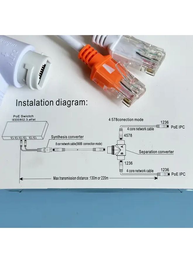 3 Sets White POE Combiner Splitter Cable RJ45 Injector Adapters for IP Camera - Image 3