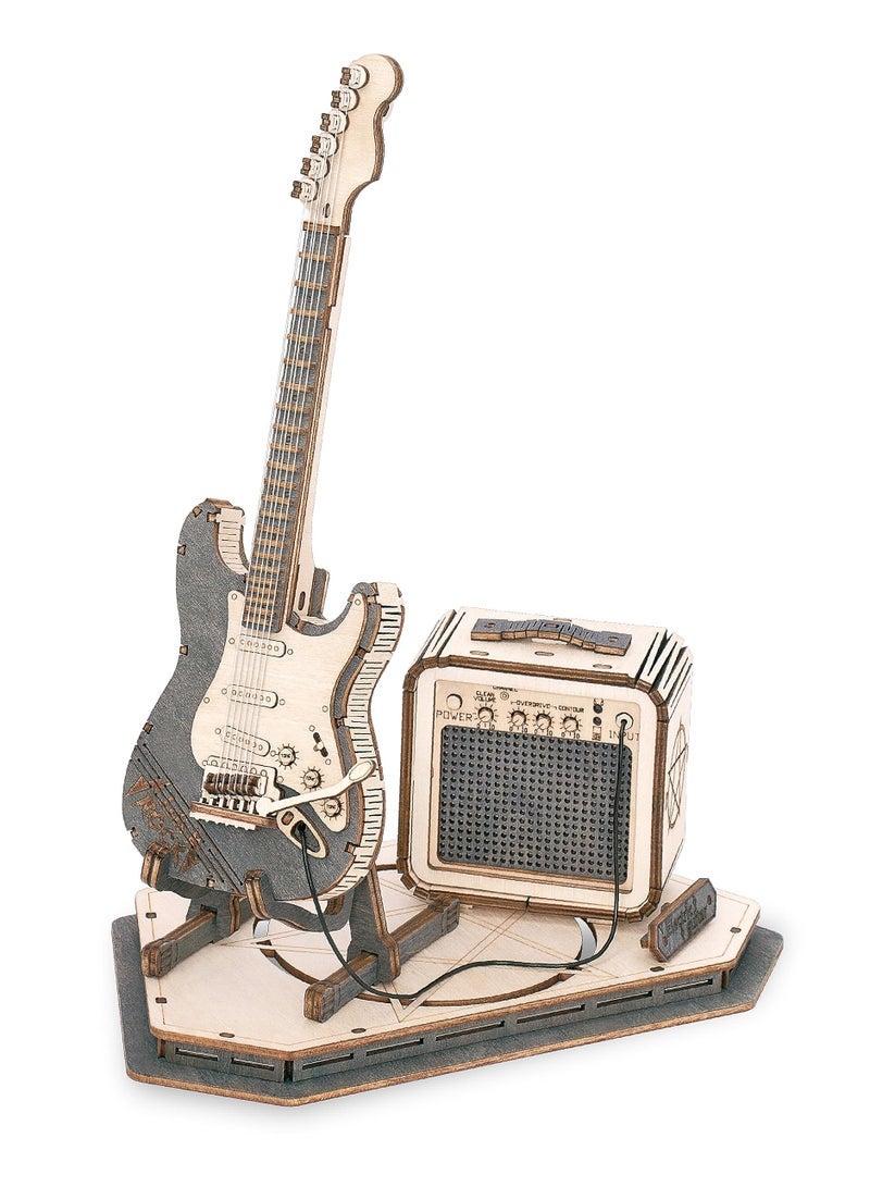 3D Puzzles Guitar for Adults, Wooden Music Box Kits-Cello Wood Model Kits for Adults, DIY Wooden Model Kit for Adults to Build, STEM Electric Guitar Desk Toy Project, Birthday Gifts Hobbies