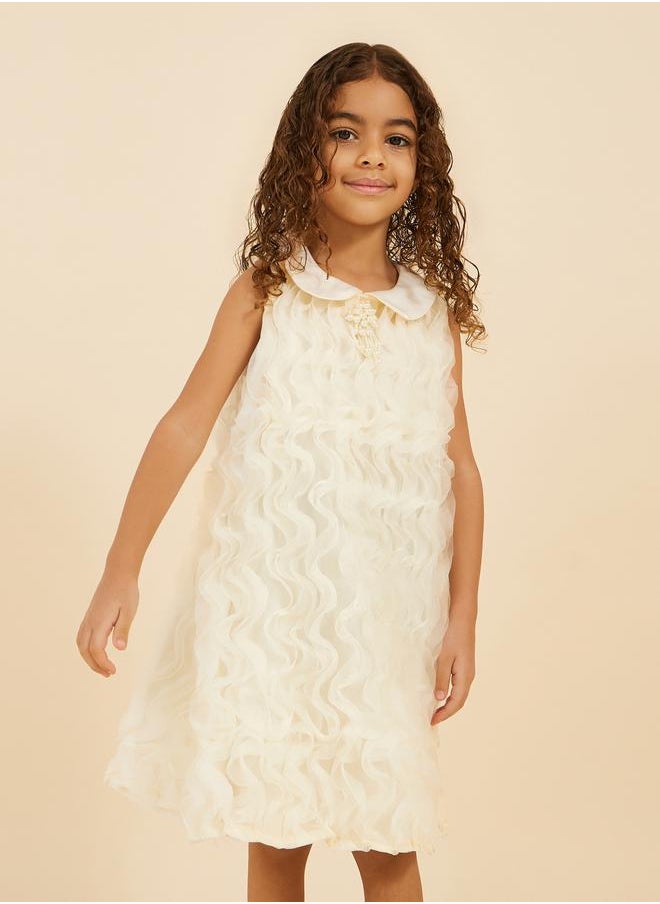 Styli Textured Mesh Sleeveless Dress  - Image 3