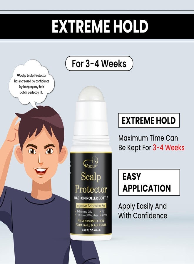 Woolip Scalp Protector Dab-On Roller Bottle Lotion - Reduces Irritation from Hair Patch Tape & Wig Adhesive | Anti-Itching, Hygienic Formula | Improves Adhesion & Scalp Comfort (60ml) - Image 2