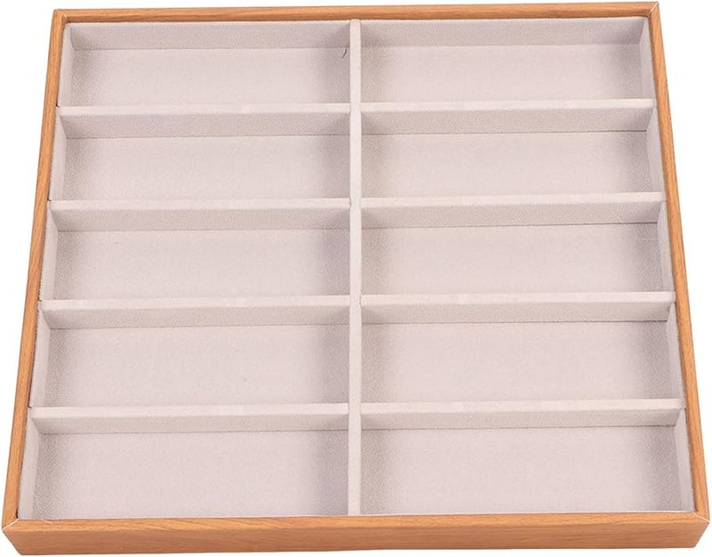 10 Grids Sunglasses Storage Box Portable Eyeglasses Organizer With PU Leather And Solid Wood Material - Image 1