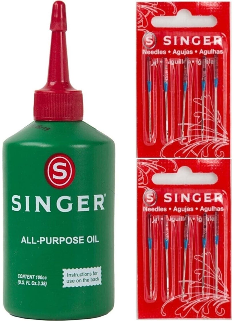 SINGER 100CC Machine Oil and 14 No and 11 No Machine Needle (10 Needles) 