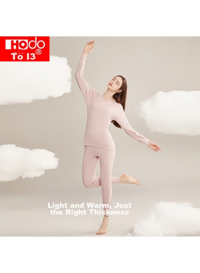 Hongdou Women's Pure Cotton Autumn Underwear, Round Neck Thin Base Layer, Couple's Thermal Underwear, Elegant Purple - Image 3