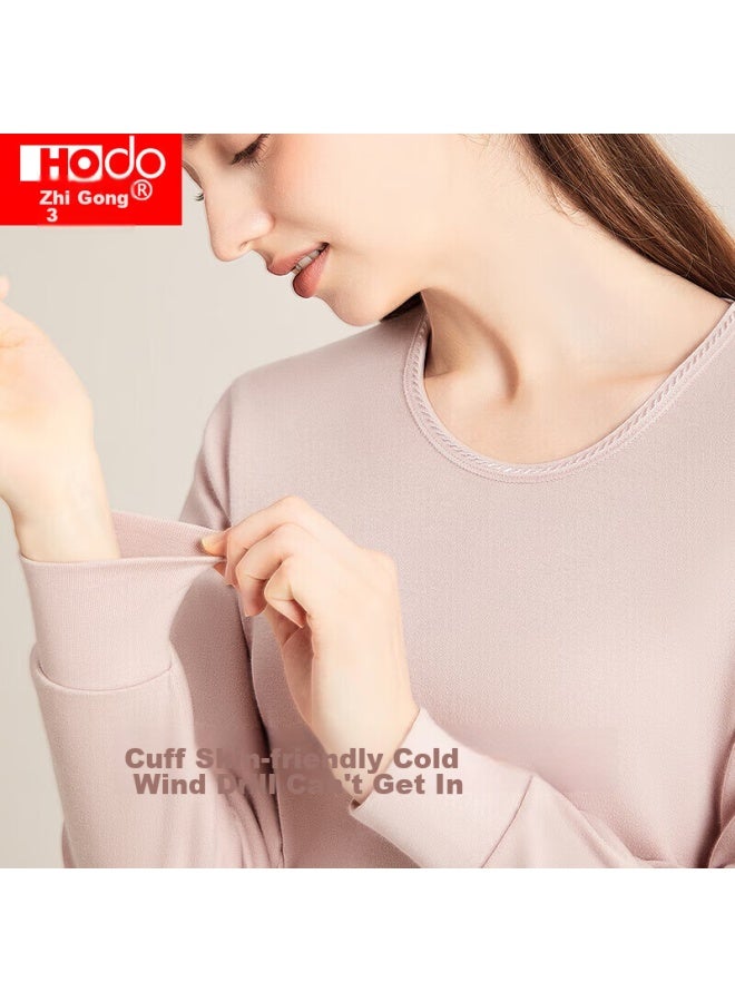 Hongdou Women's Pure Cotton Autumn Underwear, Round Neck Thin Base Layer, Couple's Thermal Underwear, Elegant Purple - Image 5