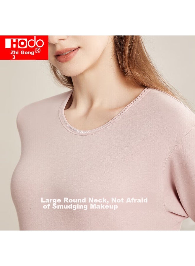 Hongdou Women's Pure Cotton Autumn Underwear, Round Neck Thin Base Layer, Couple's Thermal Underwear, Elegant Purple - Image 4