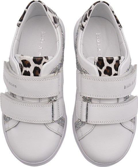 Kids A More Jamilia Double Velcro Leather Girls Shoes White  - Image 5