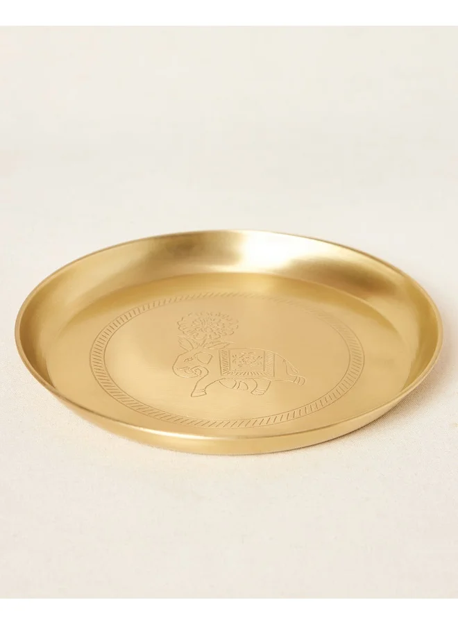 Chumbak Royal Tusker Brass Plate, 10"dia | Palace Memoirs
