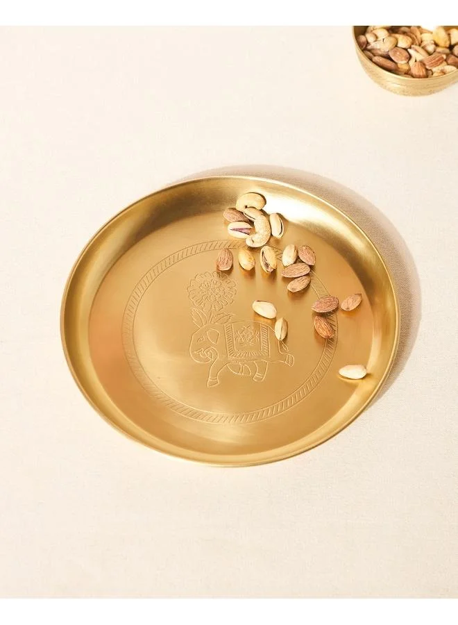 Chumbak Royal Tusker Brass Plate, 10"dia | Palace Memoirs