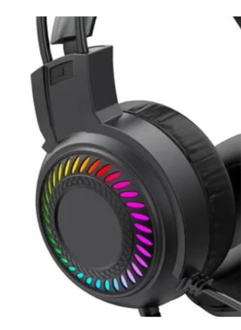 JAJEEK G103 RGB Gaming Headset, LED Backlight, 50mm Drivers, Noise-Cancelling Microphone, USB Connection, Comfortable PU Leather Ear Cushions for PC, PS4, Xbox, and More – Immersive Audio for Gamers - Image 3