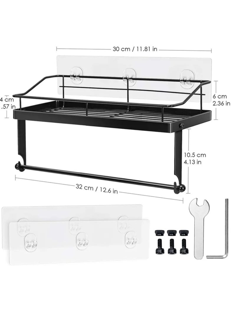 SYOSI Paper Towel Holder With Shelf Storage Adhesive Wall Mount 2-In-1 Durable Metal Wire Design For Kitchen Shower Bathroom Organizer - Image 4