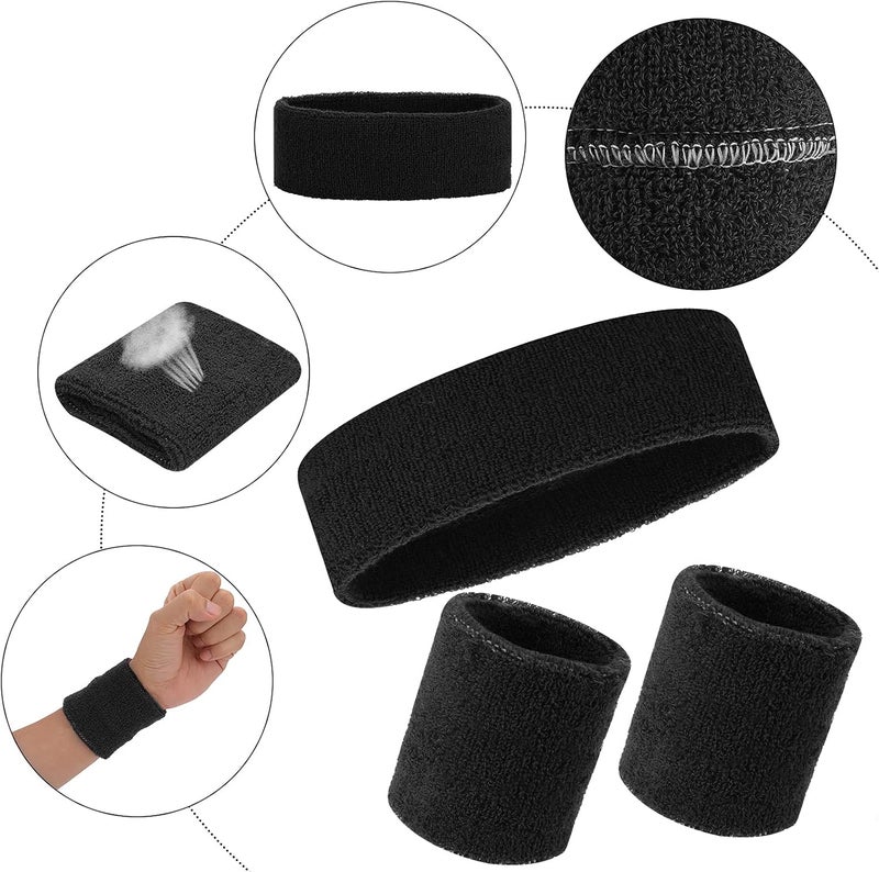 Aster 6pcs Headband Wristband Set, Including 2pcs Sports Headband and 4pcs Wristband Sports Band Colorful Striped Sweatband for Men and Women Basketball Soccer Yoga Badminton Tennis Volleyball Golf - Image 3