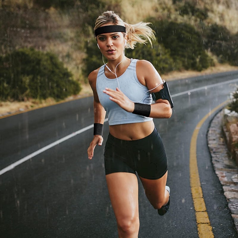 Aster 6pcs Headband Wristband Set, Including 2pcs Sports Headband and 4pcs Wristband Sports Band Colorful Striped Sweatband for Men and Women Basketball Soccer Yoga Badminton Tennis Volleyball Golf - Image 2