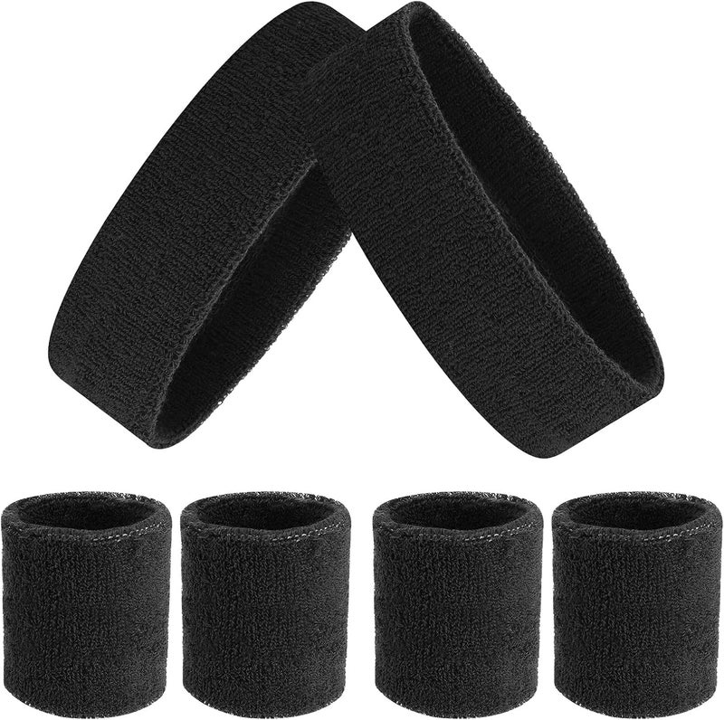 Aster 6pcs Headband Wristband Set, Including 2pcs Sports Headband and 4pcs Wristband Sports Band Colorful Striped Sweatband for Men and Women Basketball Soccer Yoga Badminton Tennis Volleyball Golf - Image 1