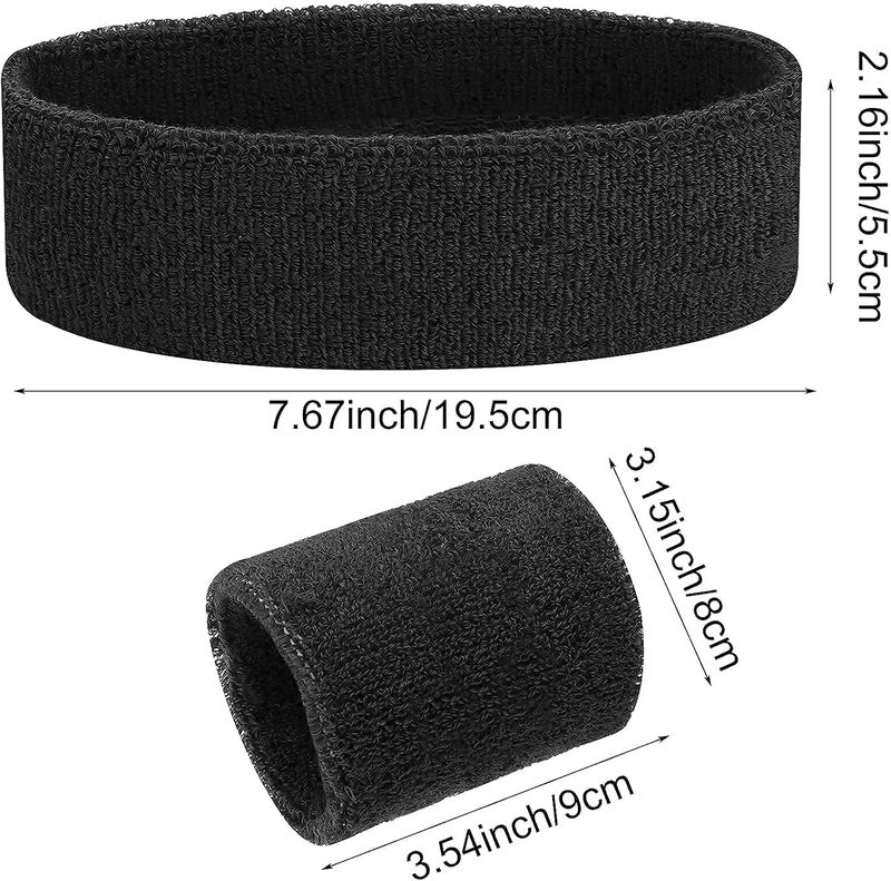 Aster 6pcs Headband Wristband Set, Including 2pcs Sports Headband and 4pcs Wristband Sports Band Colorful Striped Sweatband for Men and Women Basketball Soccer Yoga Badminton Tennis Volleyball Golf - Image 4