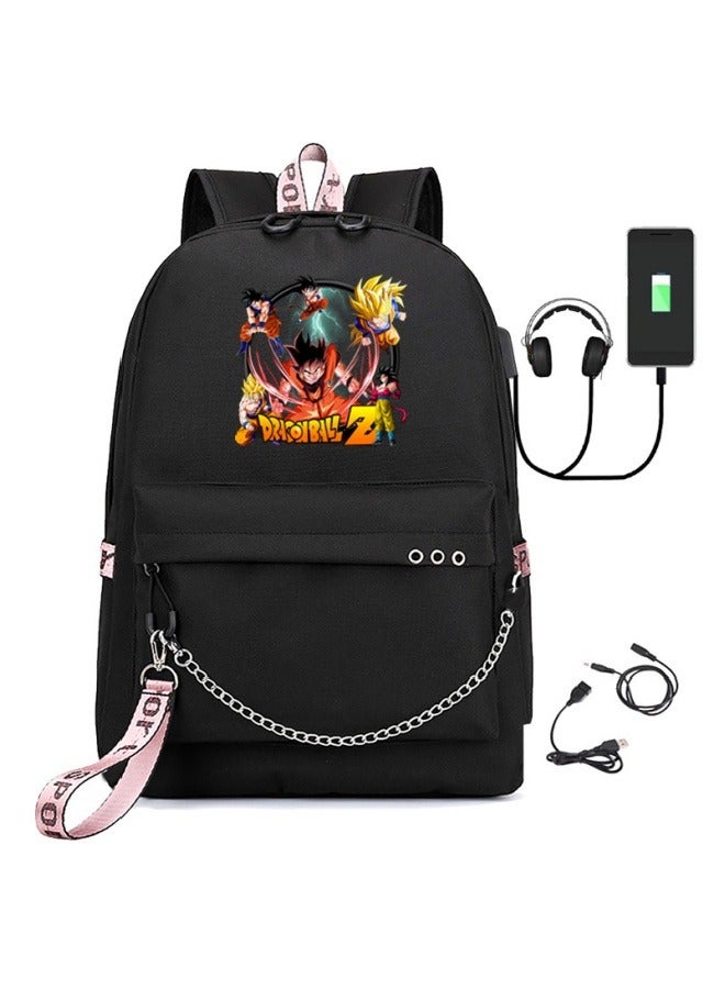 Dragon Ball Anime Printed USB Double Shoulder Backpack Outdoor Leisure Bookbag. - Image 1