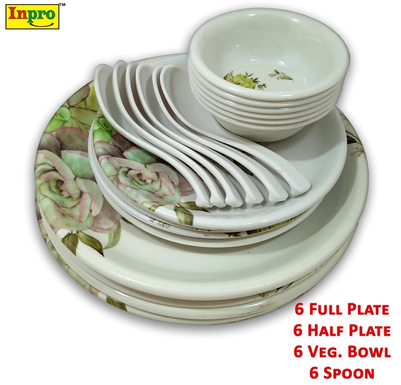 Inpro 24 Pcs Melamine Dinner Set (6 Full Plate, 6 Half Plate, 6 Bowl, 6 Spoon).Elevate Your Dining Experience with Our Exquisite.Melamine Dinner Set-Melamine dinnerware - Image 2