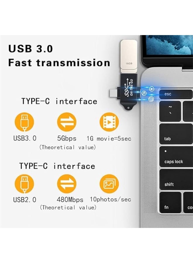 محول OTG معدني 2 في 1 ذكر تايب سي ومايكرو USB إلى أنثى USB 3.0 لنقل البيانات عالي السرعة - Image 3