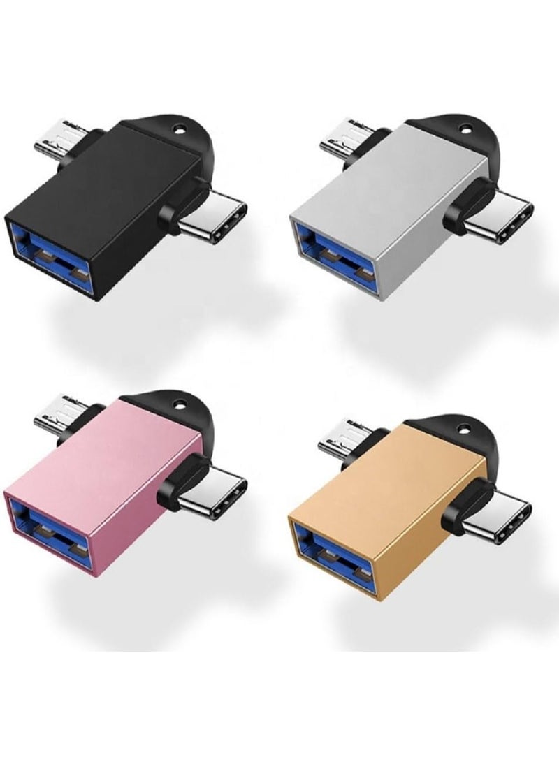 محول OTG معدني 2 في 1 ذكر تايب سي ومايكرو USB إلى أنثى USB 3.0 لنقل البيانات عالي السرعة - Image 1