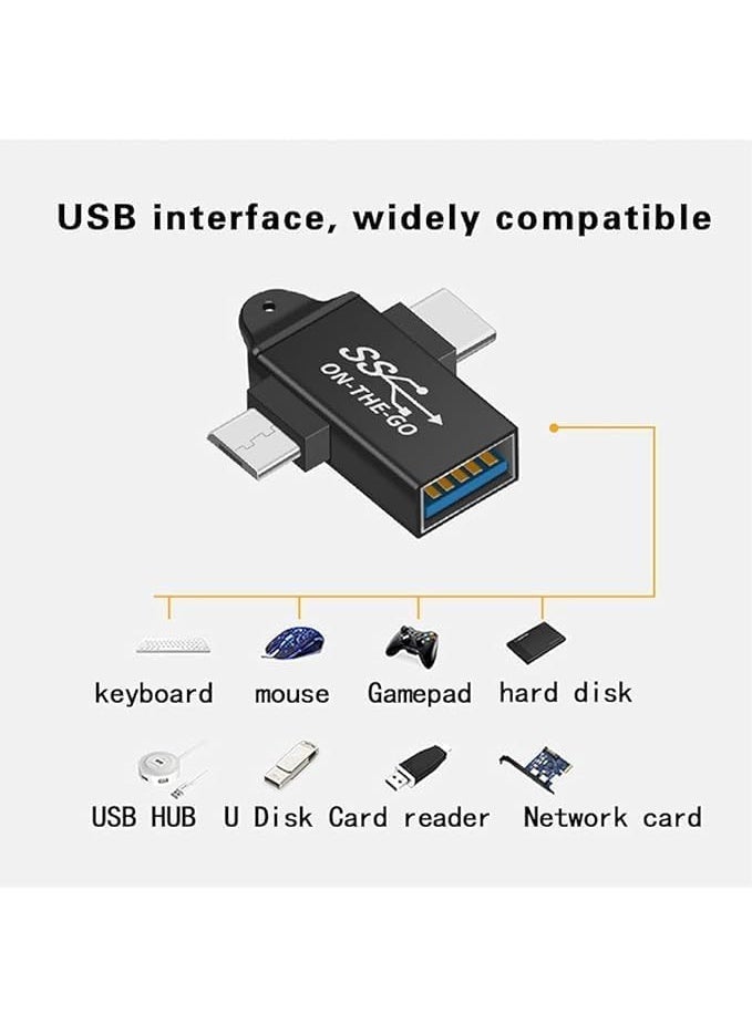 محول OTG معدني 2 في 1 ذكر تايب سي ومايكرو USB إلى أنثى USB 3.0 لنقل البيانات عالي السرعة - Image 2
