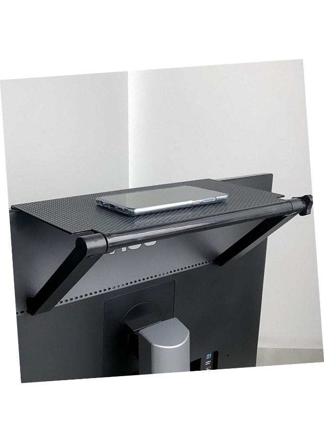 A receiver and router holder and organizer for devices positioned above the screen to save space and organize electronic devices. - Image 1