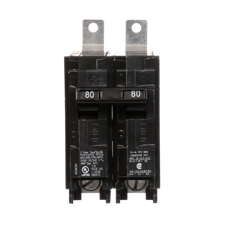 SIEMENS B280 80-Amp Double Pole 120/240-Volt 10KAIC Bolt in Breaker  COLOR - Image 2
