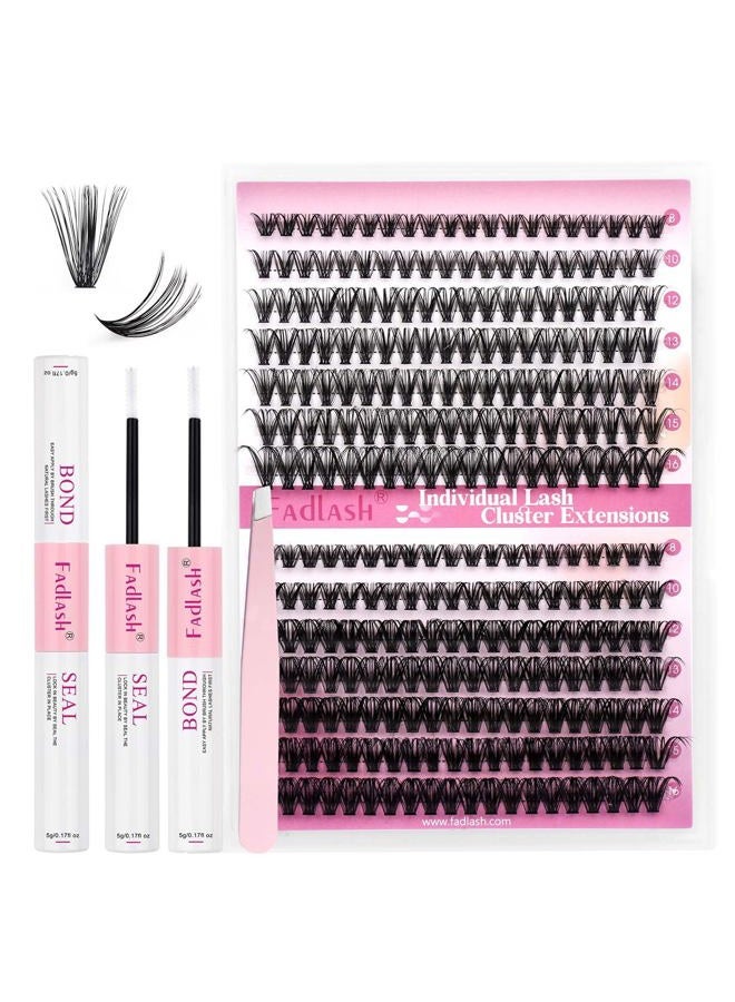 FADLASH DIY Eyelash Extension Kit, Lash Clusters with Lash Bond and Seal, Clusters Eyelash Applicator Tool, D Curl DIY Lash Kit (30D+40D Kit) - Image 2