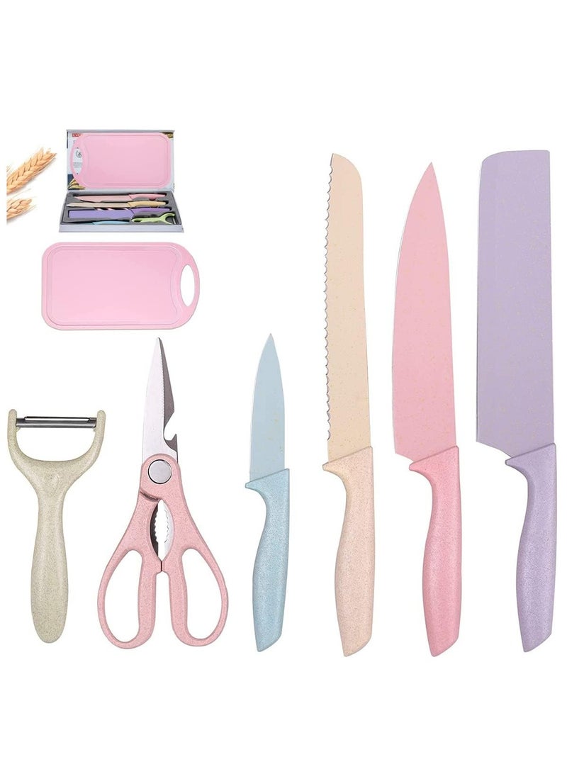 Hihonor Colorful Kitchen Knife Set 7 PCS, High Carbon Stainless Steel Japanese Knife Set with Non-Stick Coating, Gift Box, Chef Boxed Knives Set for Cooking, Camping, Travel and BBQ  - Image 1