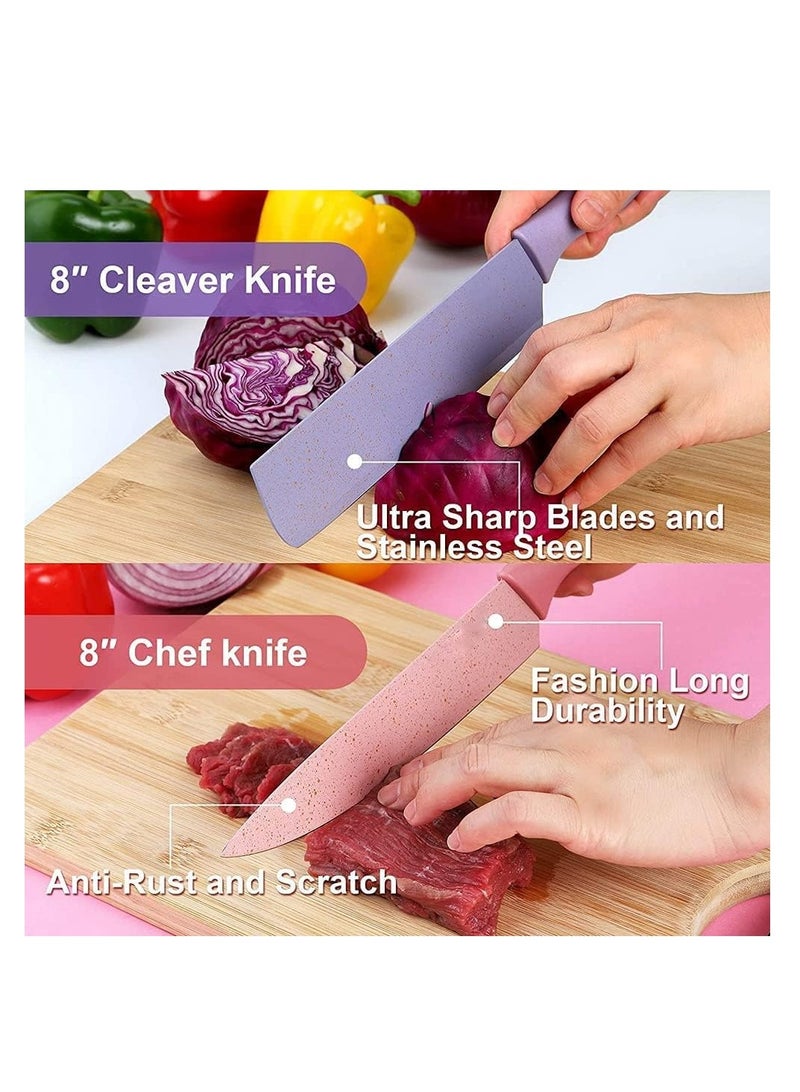 Hihonor Colorful Kitchen Knife Set 7 PCS, High Carbon Stainless Steel Japanese Knife Set with Non-Stick Coating, Gift Box, Chef Boxed Knives Set for Cooking, Camping, Travel and BBQ  - Image 3