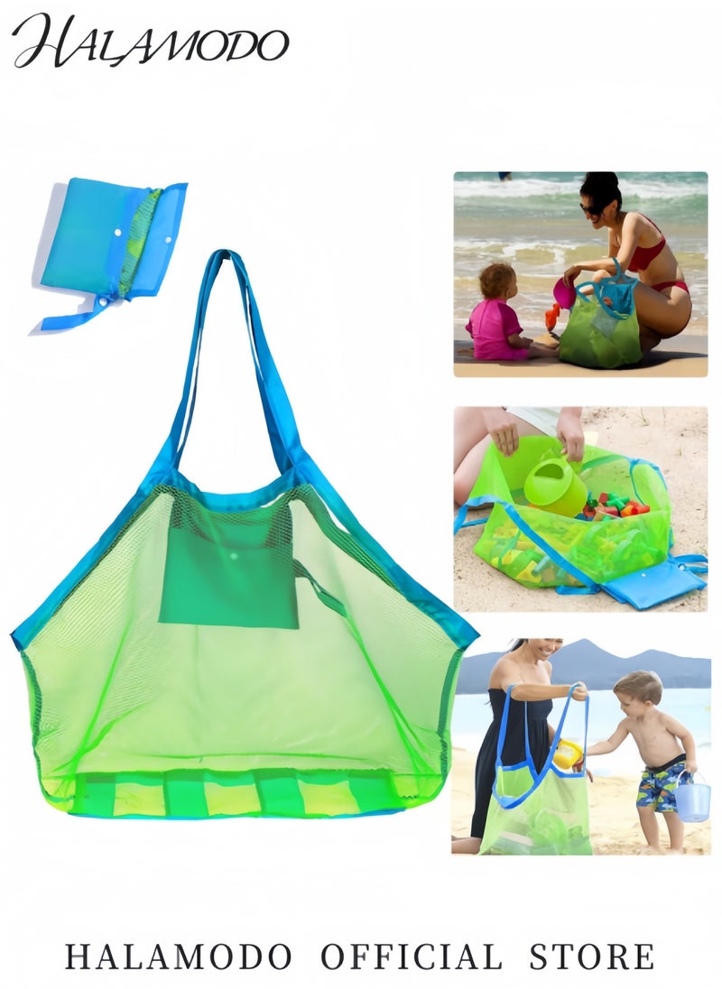 HALAMODO Kid's Mesh Beach Bag Extra Large Grocery Picnic Tote Foldable Children's Toy Storage Bag Used for Storing Toys Shells Clothes and Towels on the Beach  - Image 3
