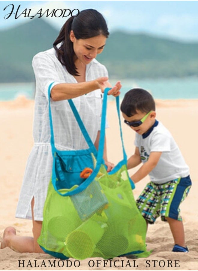 HALAMODO - Kid's Mesh Beach Bag Extra Large Grocery Picnic Tote Foldable Children's Toy Storage Bag Used for Storing Toys Shells Clothes and Towels on the Beach - Image 1