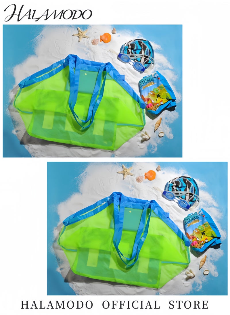 HALAMODO Kid's Mesh Beach Bag Extra Large Grocery Picnic Tote Foldable Children's Toy Storage Bag Used for Storing Toys Shells Clothes and Towels on the Beach  - Image 4