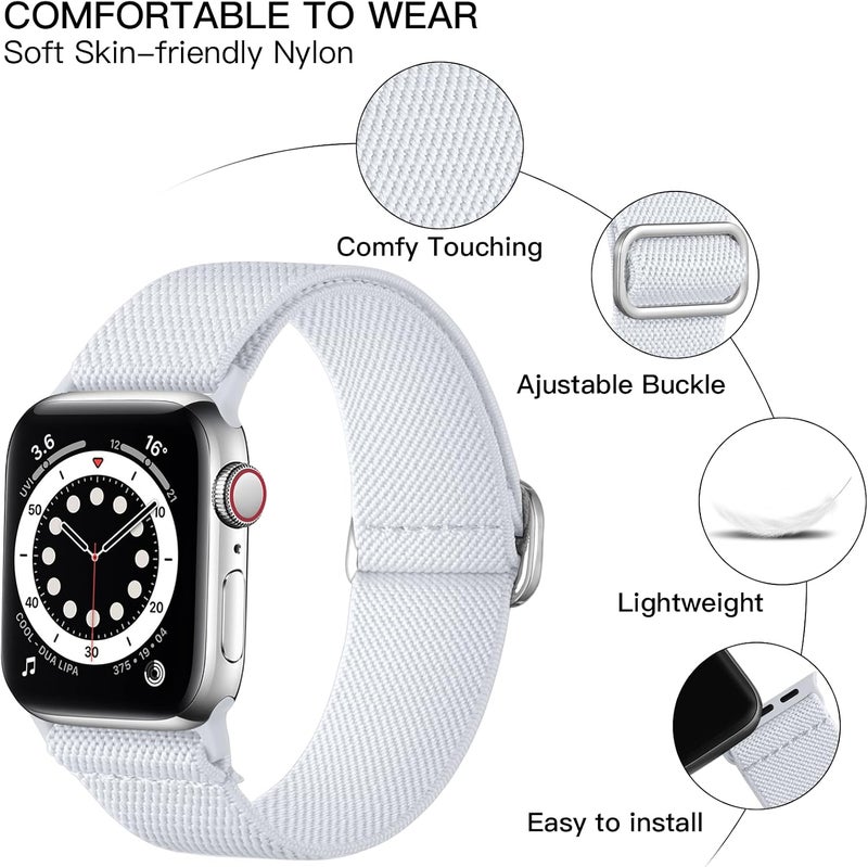 Lerobo Braided Band Compatible with Apple Watch Series 11 10 9 8 7 46mm 45mm 41mm Ultra SE 3 2 1 49mm Series 6 5 4 3 44mm 40mm 38mm 42mm Men iWatch Bands Women Stretchy Nylon Solo Loop Sport Strap - Image 2