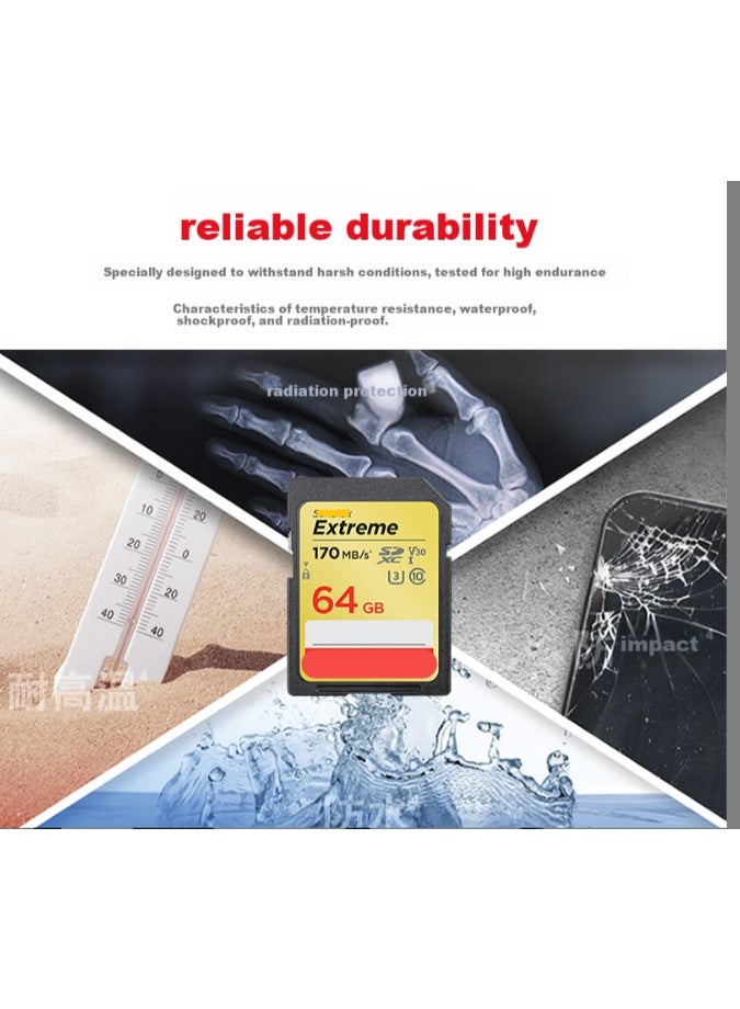 64GB SD Memory Card U1 C10 Ultra High Speed Memory Card, Read Speed 140MB/s, Full HD Video, Ideal for Digital Cameras - Image 1